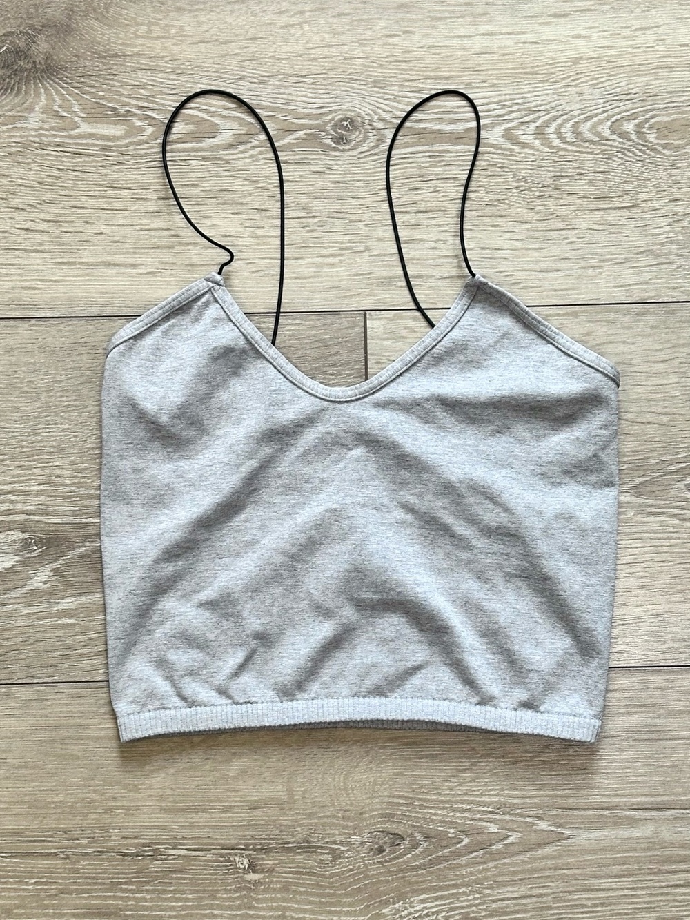 Intimately Free People Skinny Strap Gray Brami Crop Top Minimalist Boho - Picture 4 of 8